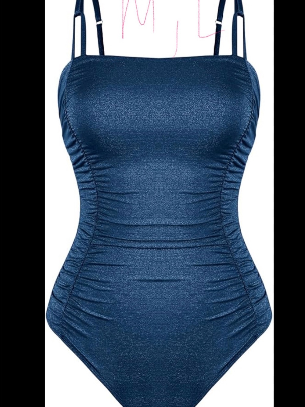 Cupshe Shimmery Navy Blue Ruched One-Piece Swimsuit with shimmer